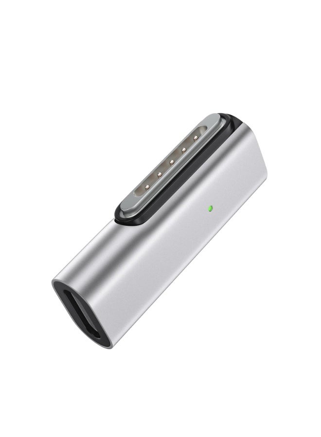 fantasize محول 140 واط PD للشحن السريع USB C إلى مغناطيسي 3، محول Type-C إلى Mags 3 مع ضوء مؤشر LED، متوافق مع MacBook Pro 2024/2023/2021 (M1/M2/M3، 14/16 بوصة)، MacBook Air (M2/M3)، فضي - Image 1